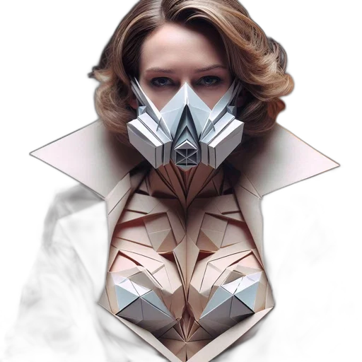 mask, jewelry, crown, face, cyberpunk, concept art, photorealistic, pixel art transparent PNG cut-out