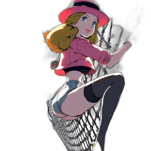 hat, dress, shoes, weapon, anime, concept art, cartoon, pixel art transparent PNG cut-out