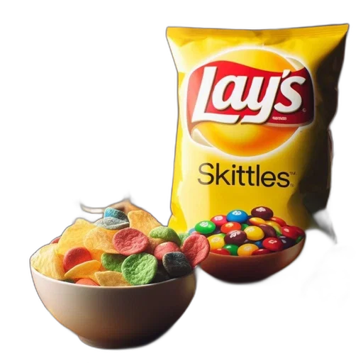 food, 3d render, photorealistic, colorful, table, setting, lay, skittles transparent PNG cut-out