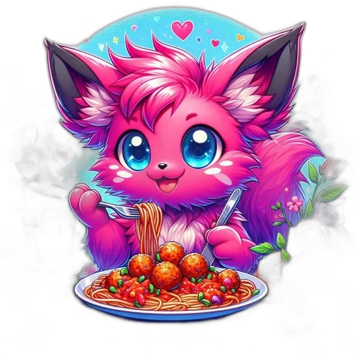 food, concept art, fantasy art, pixel art, vaporwave, anthropomorphic, creature, pink transparent PNG cut-out