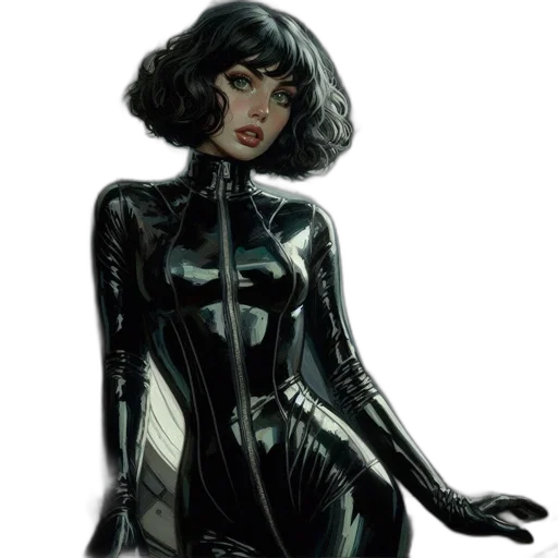 dress, comic book art, concept art, fantasy art, photorealistic, dark, woman, black transparent PNG cut-out