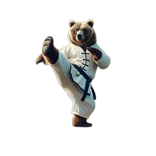 staff, animal, concept art, 3d render, anthropomorphized, bear, performs, martial transparent PNG cut-out