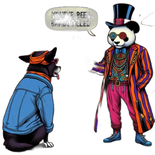 mask, concept art, comic book art, cartoon, desert, landscape, panda, top transparent PNG cut-out