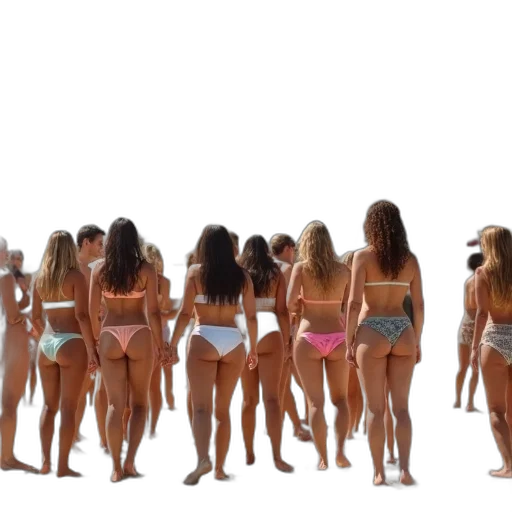 beach, underwater, pastel, group, people, gathered, white, building transparent PNG cut-out