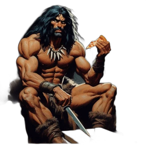 comic book art, concept art, fantasy art, bearded, man, necklace, fur, boots transparent PNG cut-out