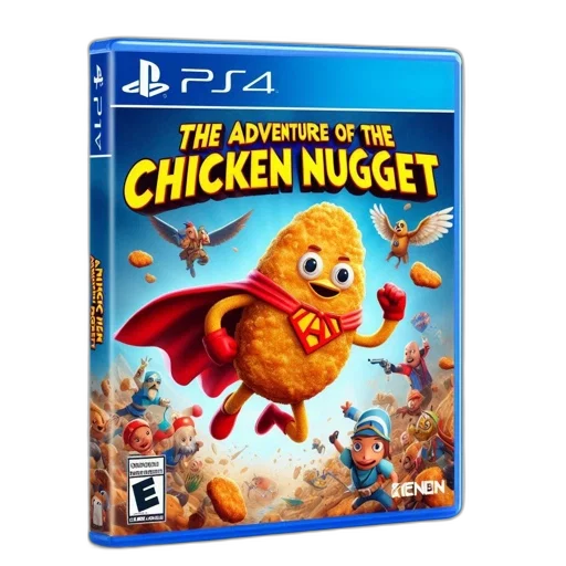 food, concept art, 3d render, chicken, nugget, face, wings, wearing transparent PNG cut-out