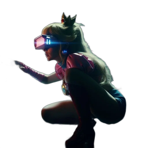 mask, staff, crown, robot, cyberpunk, concept art, 3d render, vaporwave transparent PNG cut-out