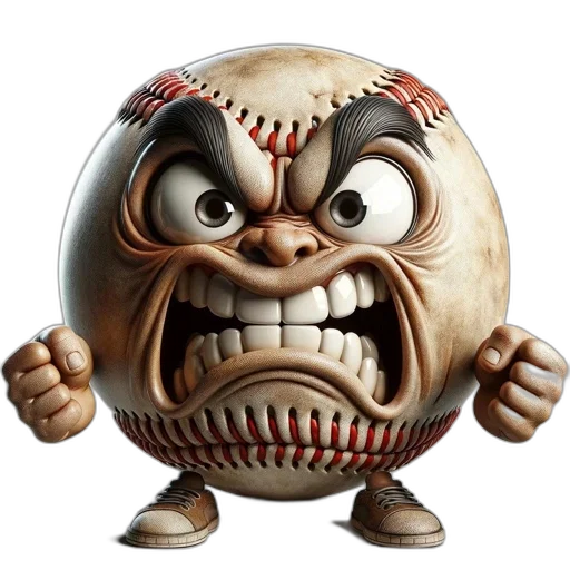 face, mask, 3d render, photorealistic, concept art, anthropomorphized, baseball, character transparent PNG cut-out