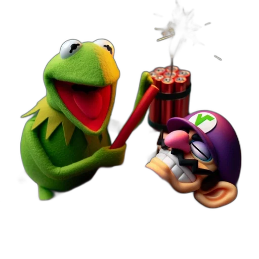 food, staff, concept art, 3d render, kermit, frog, holds, burning transparent PNG cut-out