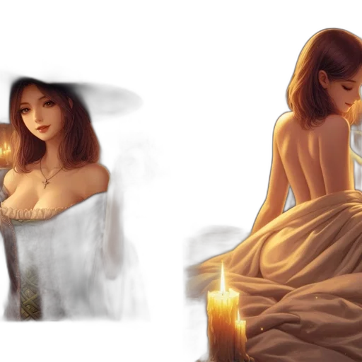 dress, concept art, fantasy art, photorealistic, oil painting, fire, night, neon lights transparent PNG cut-out