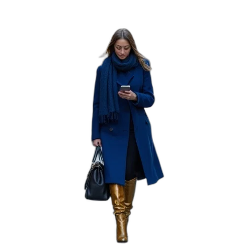 jacket, umbrella, staff, dress, concept art, photorealistic, blue, dark transparent PNG cut-out