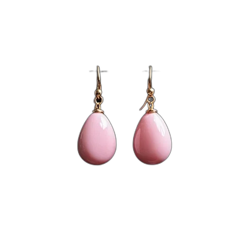 jewelry, pair, pink, white, earrings, gold, hook, displayed transparent PNG cut-out