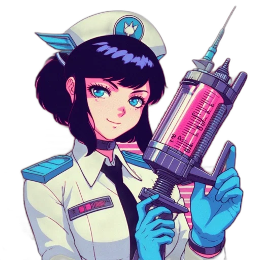 staff, robot, weapon, vaporwave, cyberpunk, anime, pixel art, neon lights transparent PNG cut-out