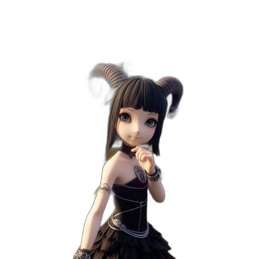 dress, staff, weapon, hair, 3d render, concept art, anime, fantasy art transparent PNG cut-out