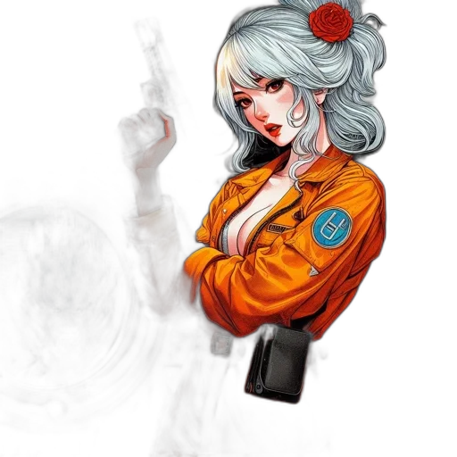 jacket, staff, weapon, concept art, comic book art, anime, fantasy art, fire transparent PNG cut-out