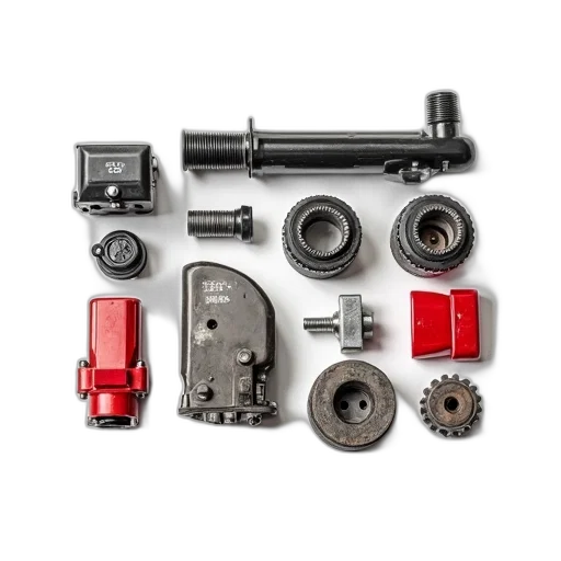 weapon, car, robot, collection, various, parts, displayed, white transparent PNG cut-out