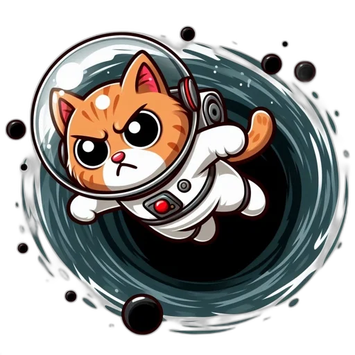 staff, concept art, pixel art, comic book art, cartoon, outer space, cat, astronaut transparent PNG cut-out