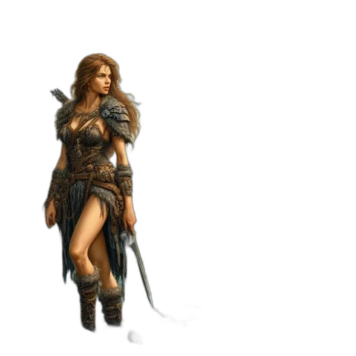 sword, weapon, fantasy art, concept art, pixel art, 3d render, earth tones, woman transparent PNG cut-out