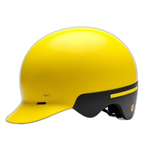 hat, 3d render, bright, yellow, helmet, black, stripe, side transparent PNG cut-out