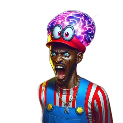 hat, face, mask, creature, concept art, 3d render, comic book art, photorealistic transparent PNG cut-out