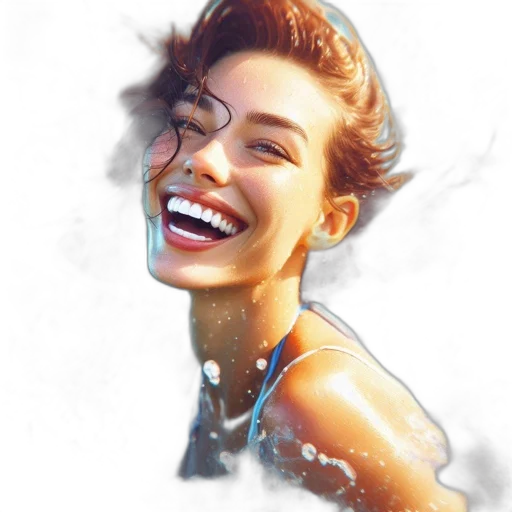 face, jewelry, photorealistic, watercolor, oil painting, concept art, underwater, joyful transparent PNG cut-out