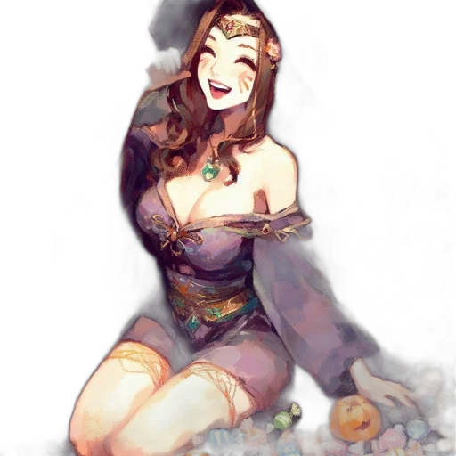 dress, crown, jewelry, mask, fantasy art, comic book art, concept art, watercolor transparent PNG cut-out