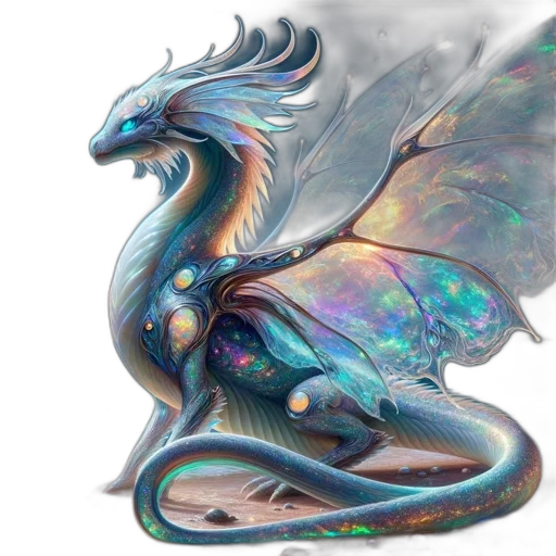 dragon, creature, fantasy art, concept art, photorealistic, 3d render, blue, pastel transparent PNG cut-out