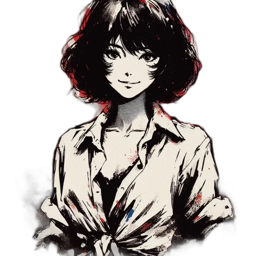 dress, face, jacket, mask, watercolor, anime, comic book art, concept art transparent PNG cut-out