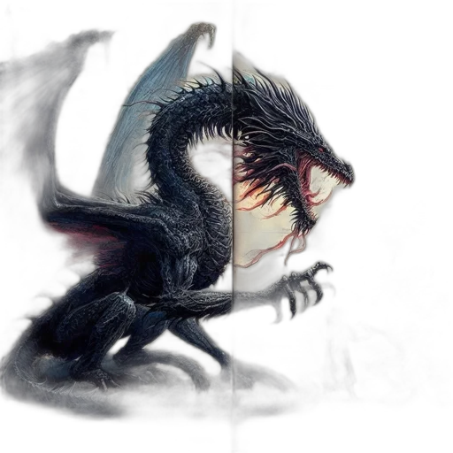 creature, dragon, animal, mask, concept art, fantasy art, 3d render, comic book art transparent PNG cut-out