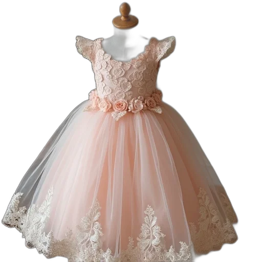 dress, 3d render, pastel, toddler, girls, lace, party transparent PNG cut-out