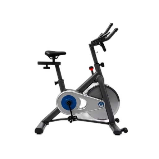 robot, modern, sleek, shiny, silver, exercise, bike, blue transparent PNG cut-out