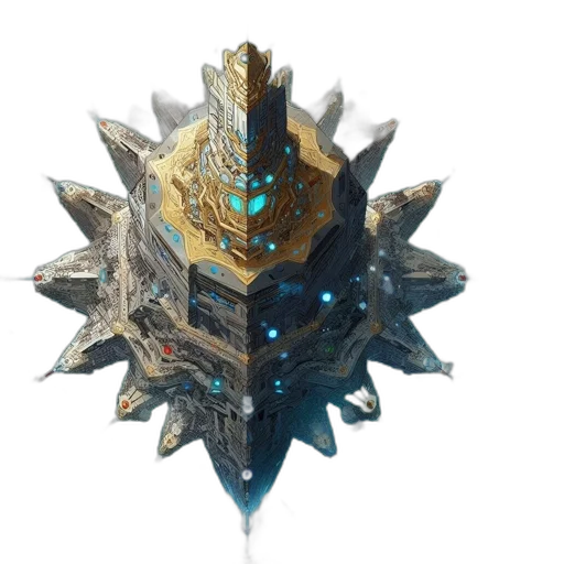 crown, weapon, robot, mask, concept art, fantasy art, 3d render, pixel art transparent PNG cut-out