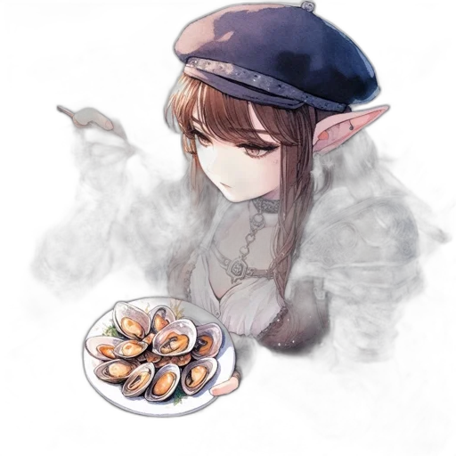 food, hat, creature, staff, watercolor, anime, concept art, pixel art transparent PNG cut-out