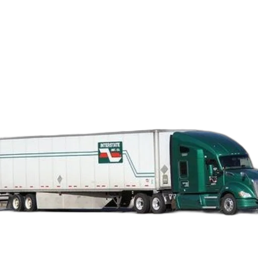 concept art, 3d render, photorealistic, green, white, semi-truck, interstate, logo transparent PNG cut-out