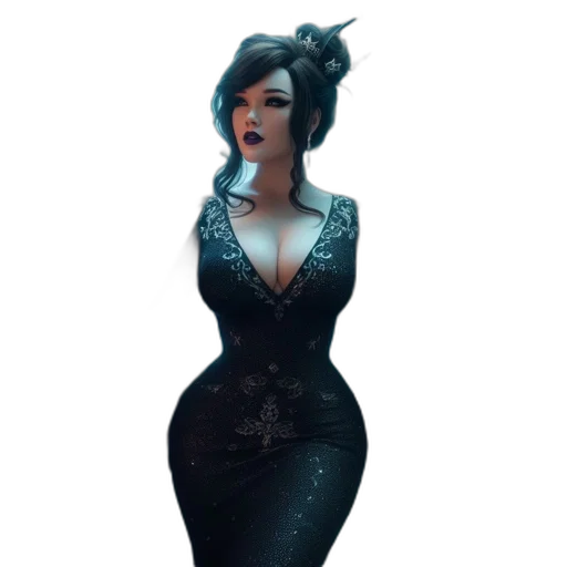 dress, concept art, fantasy art, 3d render, cyberpunk, dark, blue, woman transparent PNG cut-out