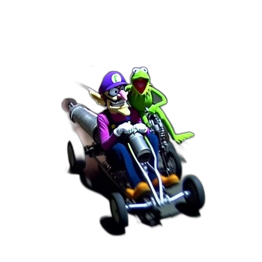 car, weapon, pixel art, 3d render, concept art, waluigi, mario, series transparent PNG cut-out