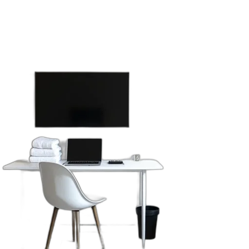 furniture, staff, 3d render, monochrome, modern, minimalist, room, flat-screen transparent PNG cut-out