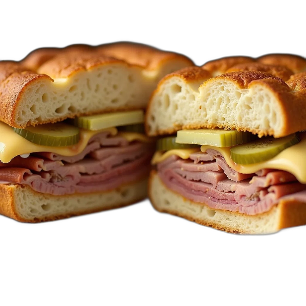 food, photorealistic, 3d render, close-up, sandwich, crispy, golden-brown, crust transparent PNG cut-out