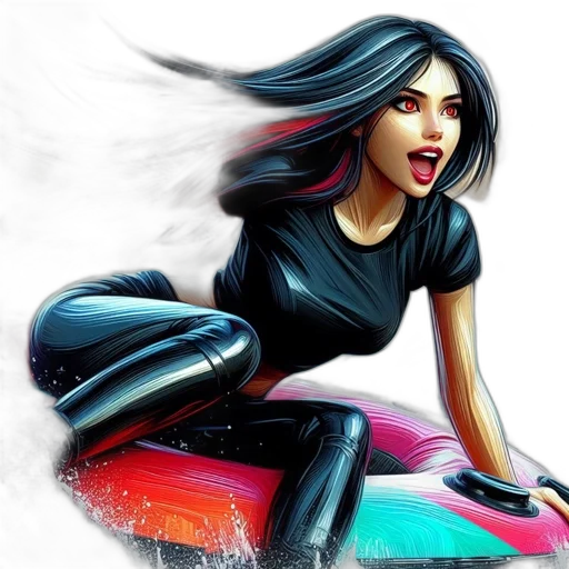 hair, comic book art, fantasy art, concept art, photorealistic, neon, colorful, dark transparent PNG cut-out
