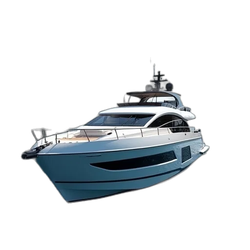 3d render, yacht, mediterranean, waters, rock, formations, behind transparent PNG cut-out