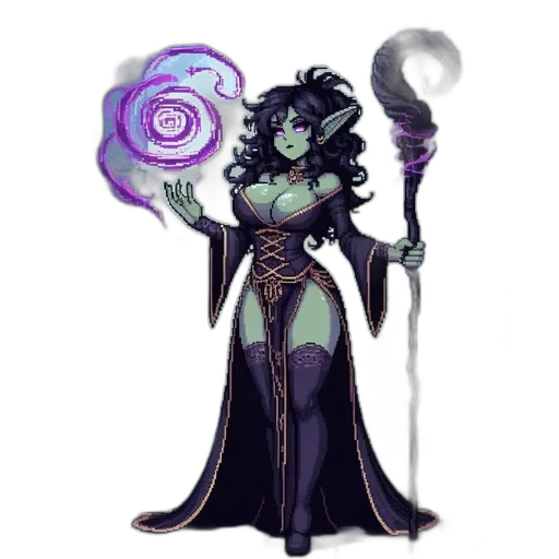 staff, fantasy art, concept art, pixel art, comic book art, dark, monochrome, green transparent PNG cut-out