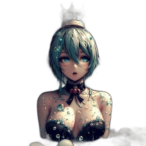 crown, dress, robot, face, fantasy art, pixel art, concept art, watercolor transparent PNG cut-out
