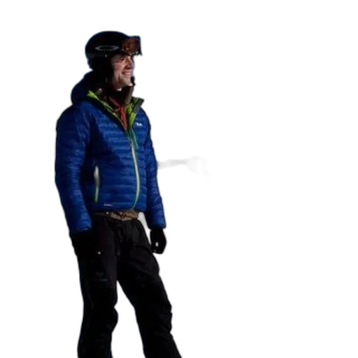 jacket, staff, hat, 3d render, concept art, snow, skier, blue transparent PNG cut-out