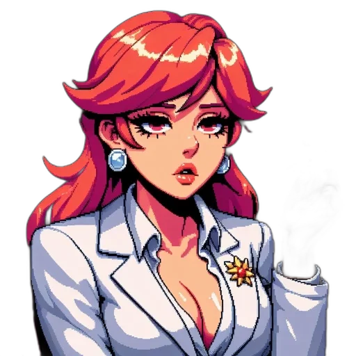staff, dress, face, crown, pixel art, concept art, anime, cartoon transparent PNG cut-out