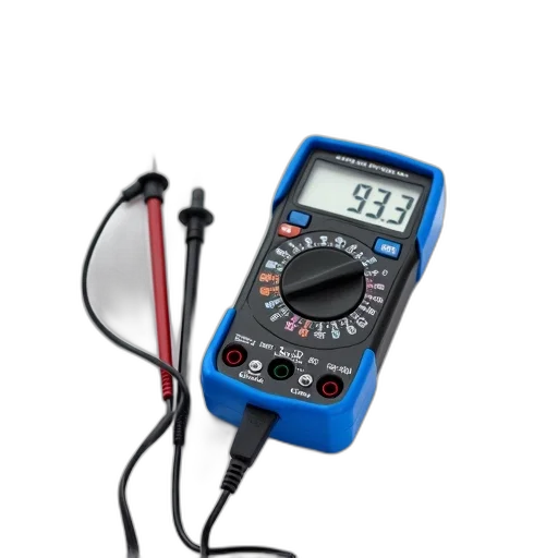 digital, multimeter, black, blue, design, lying, white, background transparent PNG cut-out
