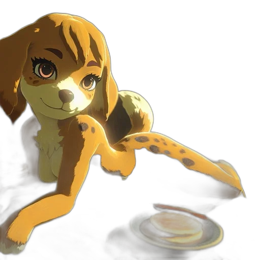 creature, animal, staff, weapon, concept art, 3d render, anime, watercolor transparent PNG cut-out