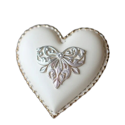 jewelry, crown, 3d render, wedding, favour, silver, heart, design transparent PNG cut-out