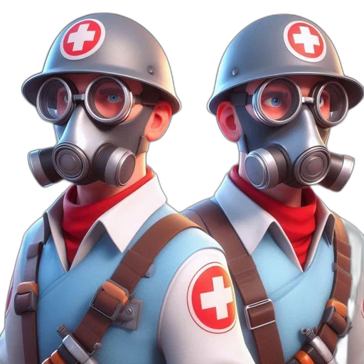 mask, concept art, 3d render, two, medical, personnel, light, blue transparent PNG cut-out