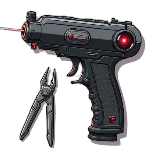 weapon, staff, concept art, pixel art, cyberpunk, 3d render, detailed, illustration transparent PNG cut-out