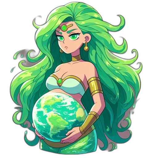 staff, fantasy art, pixel art, concept art, cartoon, green, animated, female transparent PNG cut-out